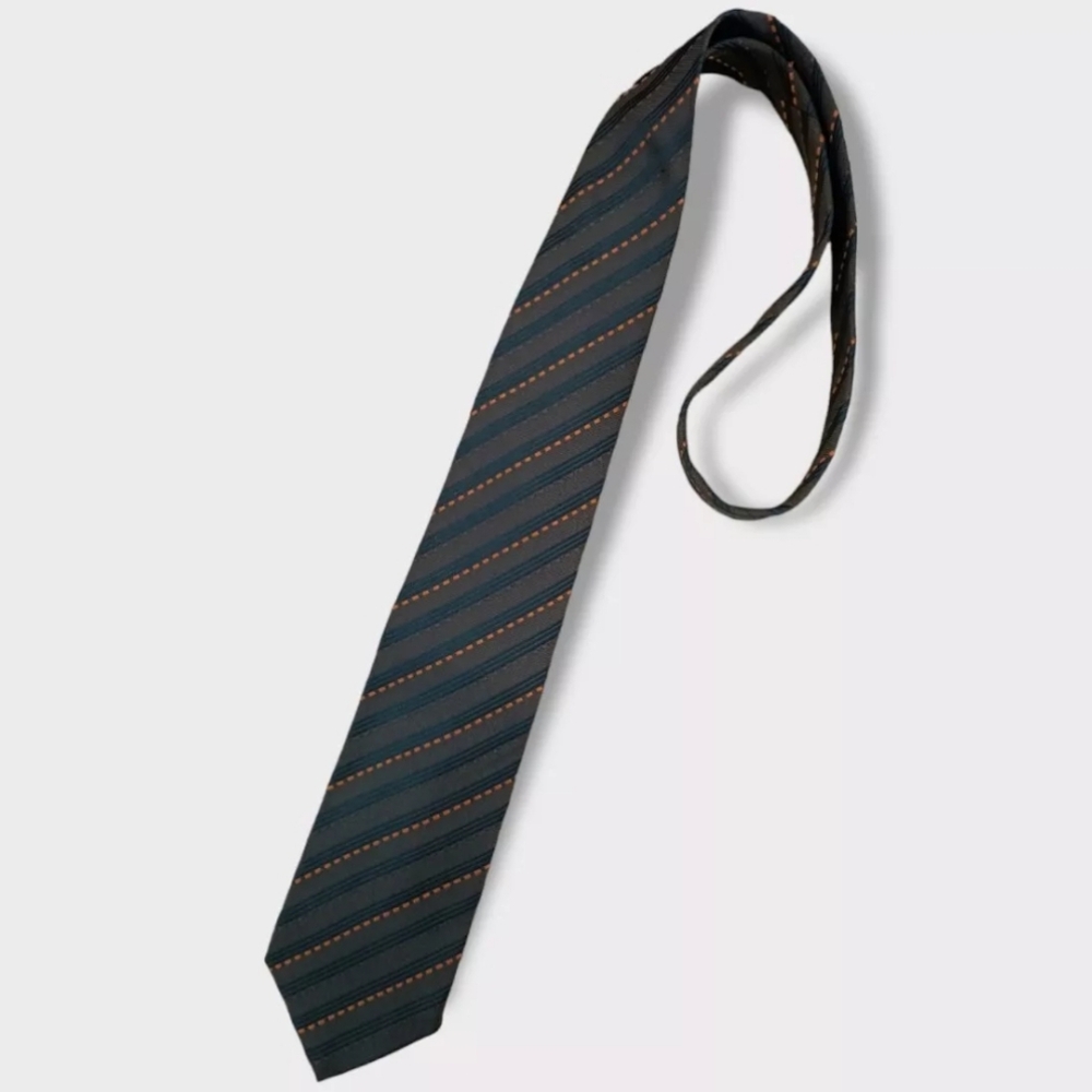 CORNELIANI XL Brown Striped Geometric Silk LUXURY Tie HANDMADE ITALY